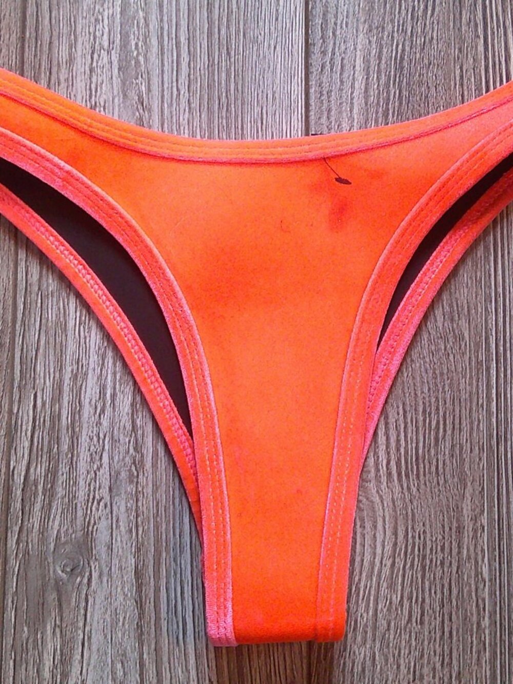 NEW "Hoaka" High-Cut Cheeky "Miami Sunset" Velvet Swim Bikini Bottom Sz S
